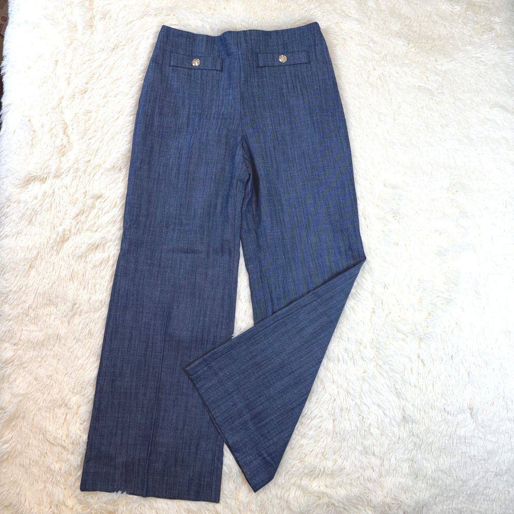 NWT LOFT Trousers Womens 8 Blue Wide Leg Sailor Nautical Preppy Coastal